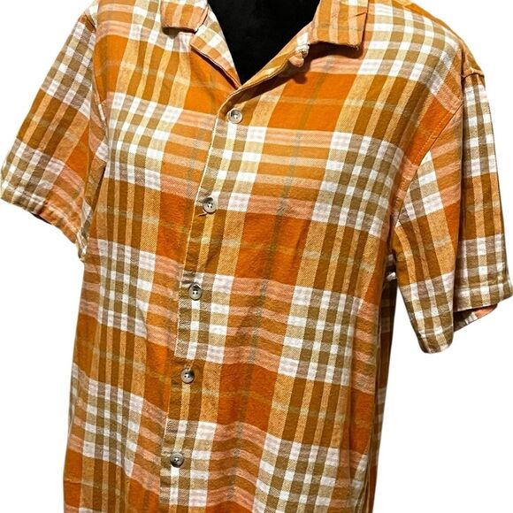 PacSun Orange and White Casual Button Down Shirt Mens Medium - Picture 3 of 11